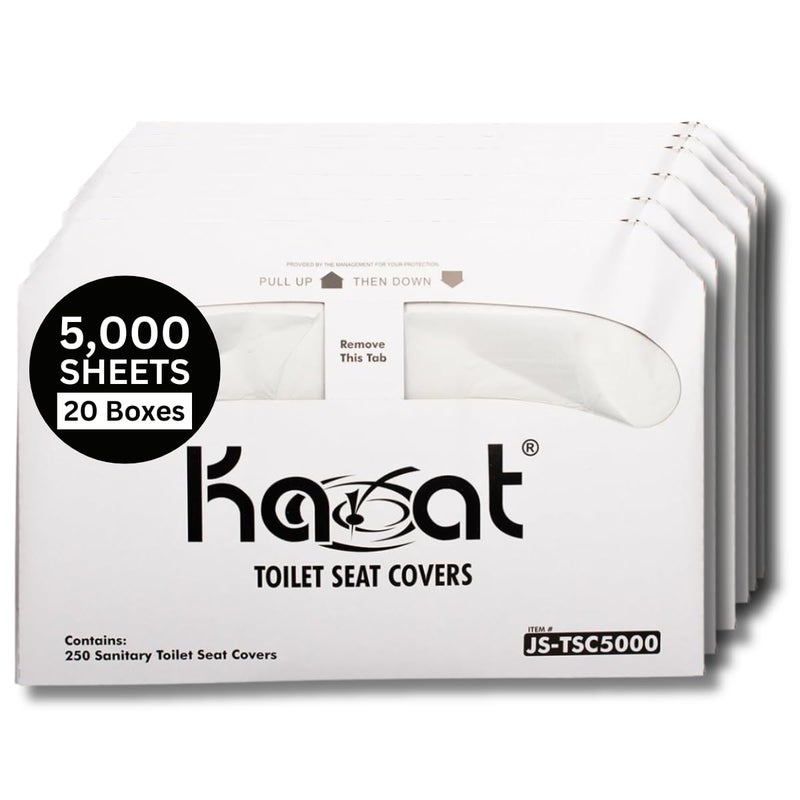 Karat Disposable Toilet Seat Covers – 5000 Sheets of Recycled Paper, Compatible with Half-Fold Dispensers for Commercial Bathroom Hygiene - Image 1